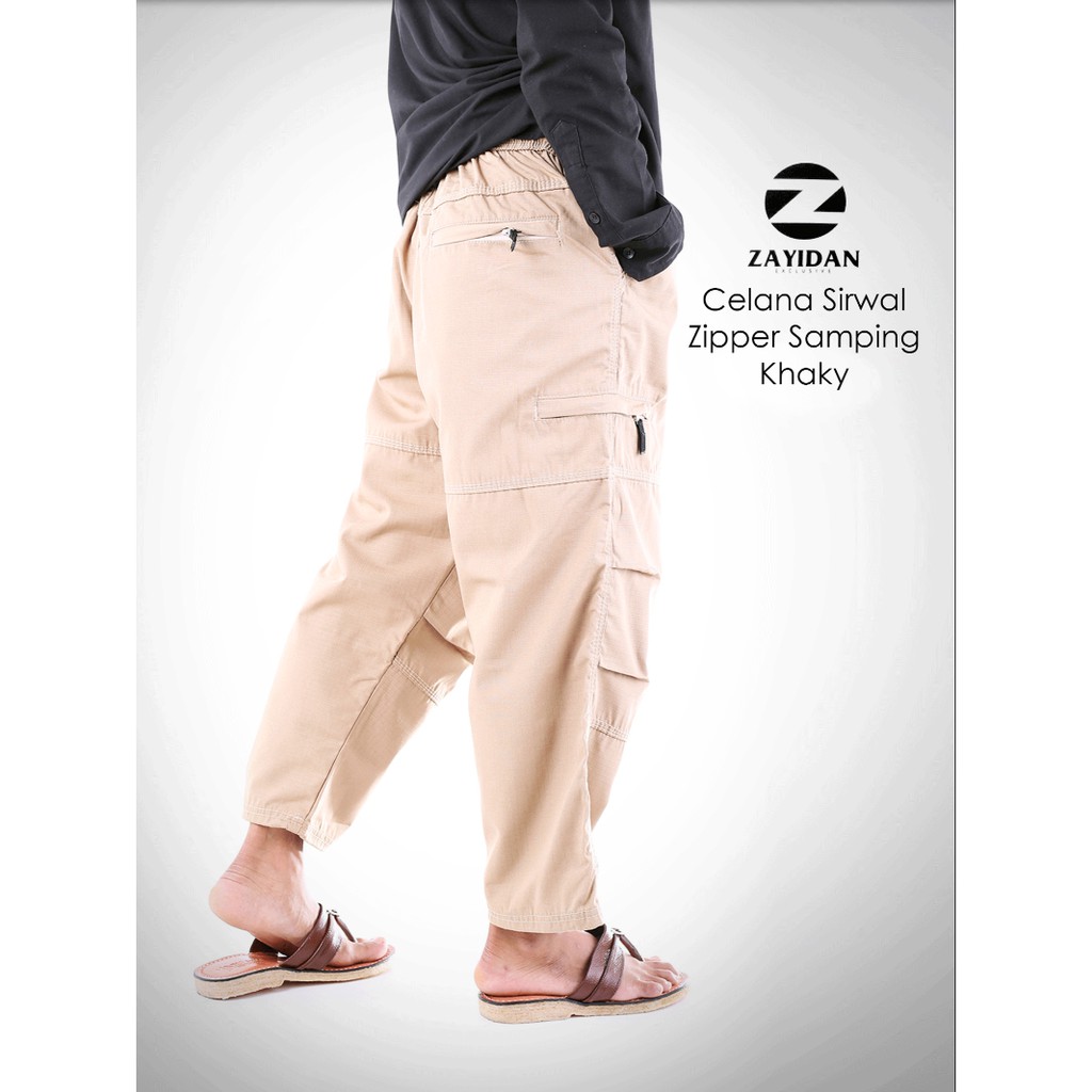 CELANA SIRWAL ZAYIDAN PREMIUM ZIPPER SAMPING KHAKI
