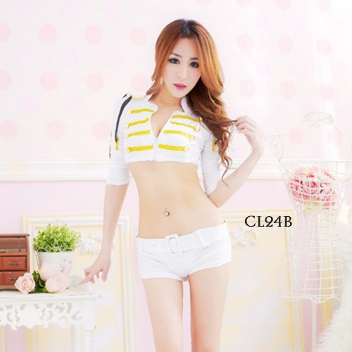 [READY STOK] KOSTUM COSPLAY LINGERIE COSPLAY CAPTAIN POLICE LINGERIE SEXY PUTIH CL24B