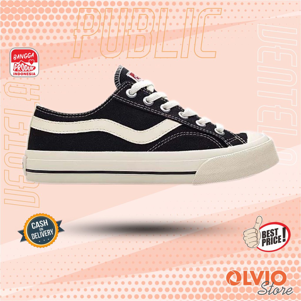 VENTELA Public 76 Low Black Natural Sepatu Sneakers VENTELA Public 76 Low Black Natural Sepatu Sneakers