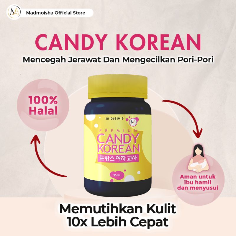 [PROMO FREE ONGKIR TANPA LIMIT] CANDY KOREAN 10x Memutihkan isi 50 pils Ampuh Whitening Terbaik Ames