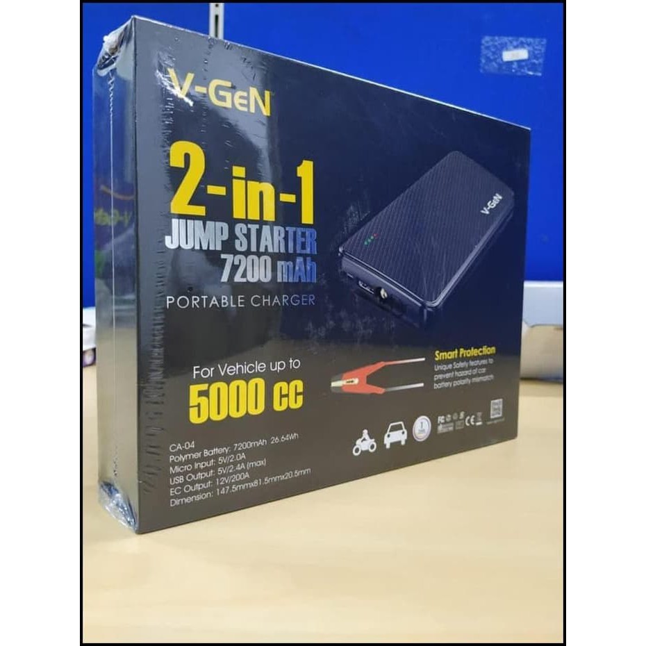 Promo V-GeN Powerbank Jumper 7200 mAh (Car Jumper Starter VGEN) Baru