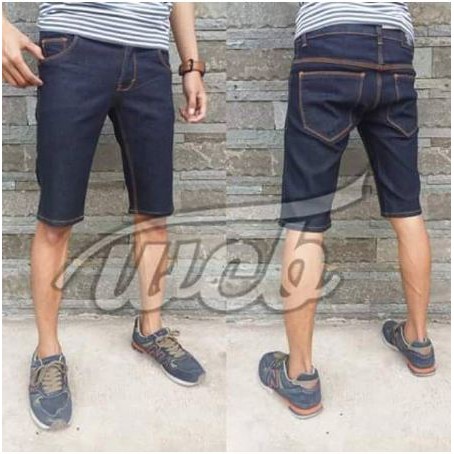 Celana Pendek Pria Jeans Hitam Garment Size 27-38 Terlaris