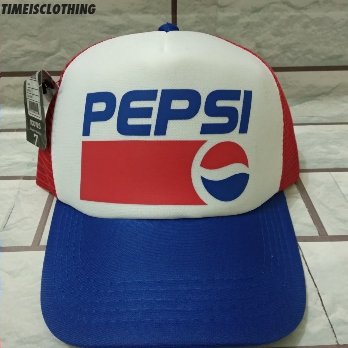 Trucker Hat - Topi Jaring Pepsi 001 - Biru Putih Merah- Polyflex Murah TIC