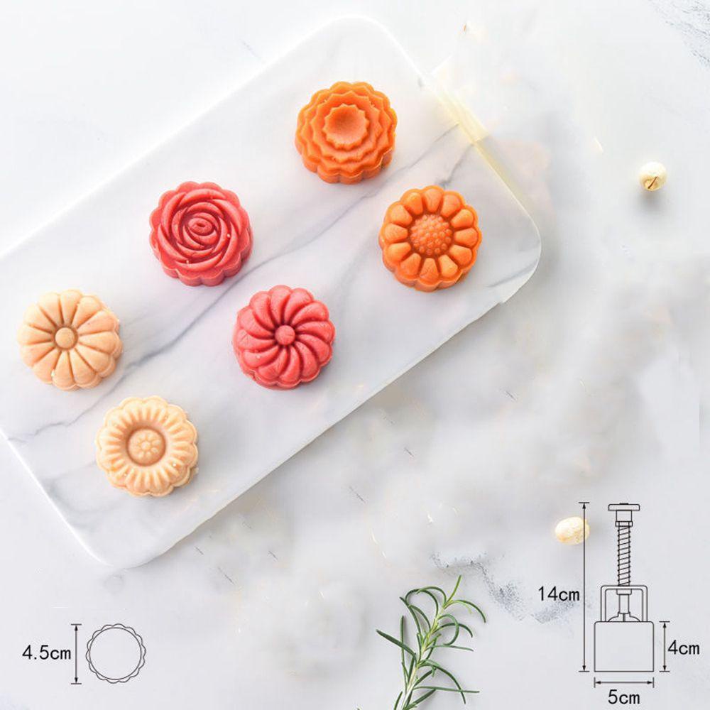 [Elegan] Cetakan Mooncake DIY 50g Berbentuk Bunga Tekanan Tangan Transparan Fondant Moon Cake Kue Cetakan