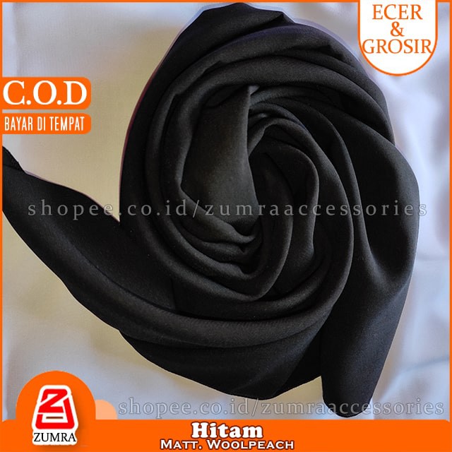 PROMO!!! Jilbab Syari Jumbo Segiempat Woolpeach Square 150 x 150 cm by zumra-Hitam