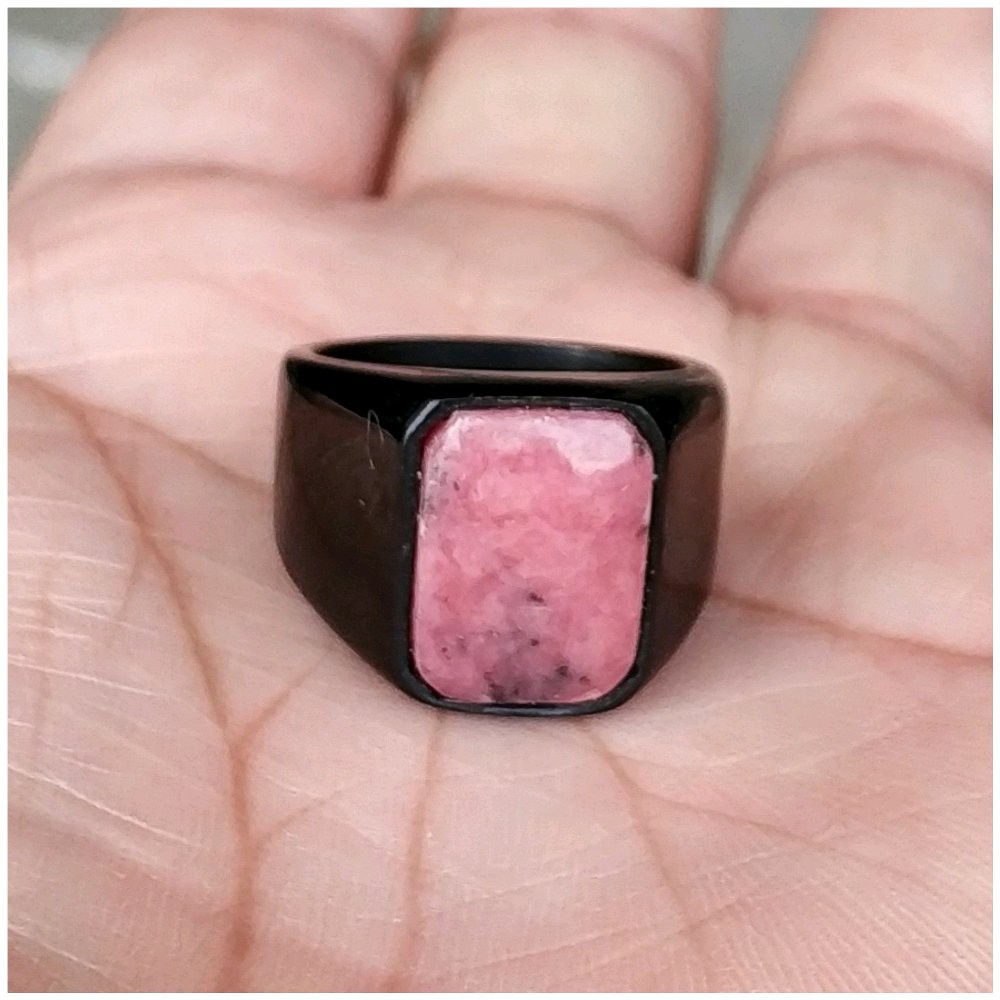 CINCIN BATU AKIK NATURAL RED BORNEO MINIMALIS OCTAGON TITANIUM HITAM