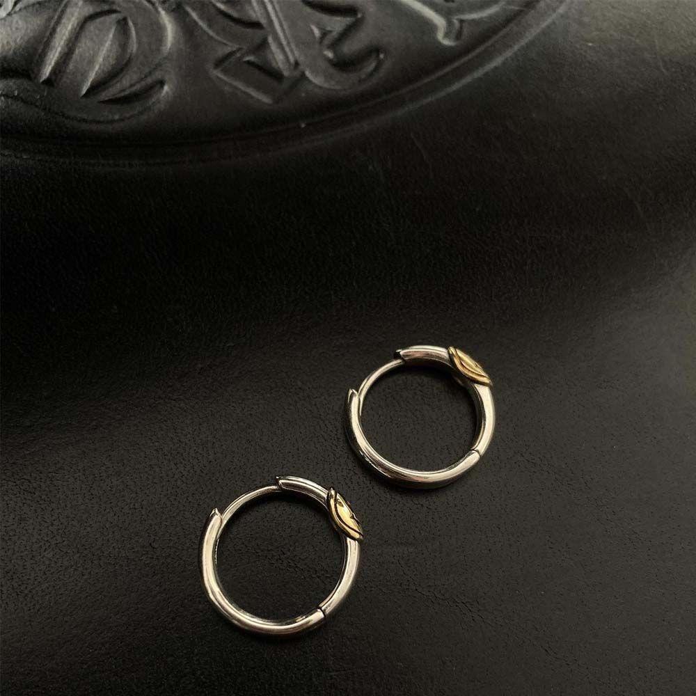 Needway  Anting Hoop Punk Vintage Pria Wajah Senyum Warna Senada Unisex Korea Telinga Gesper