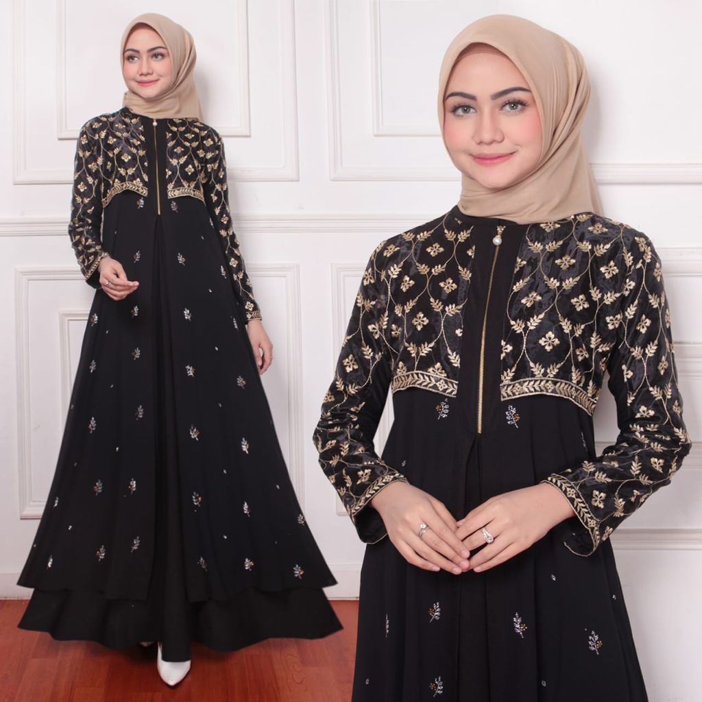 ABAYA DUBAI MUTIARA turki arabian model jersey mix ceruty bordir import size premium