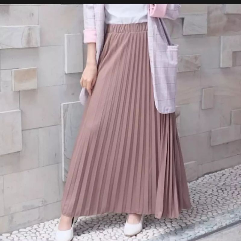 ROK PLISKET PREMIUM KEKINIAN MODIS/ROK PANJANG WANITA/ROK PLISKET WANITA MUSLIMAH