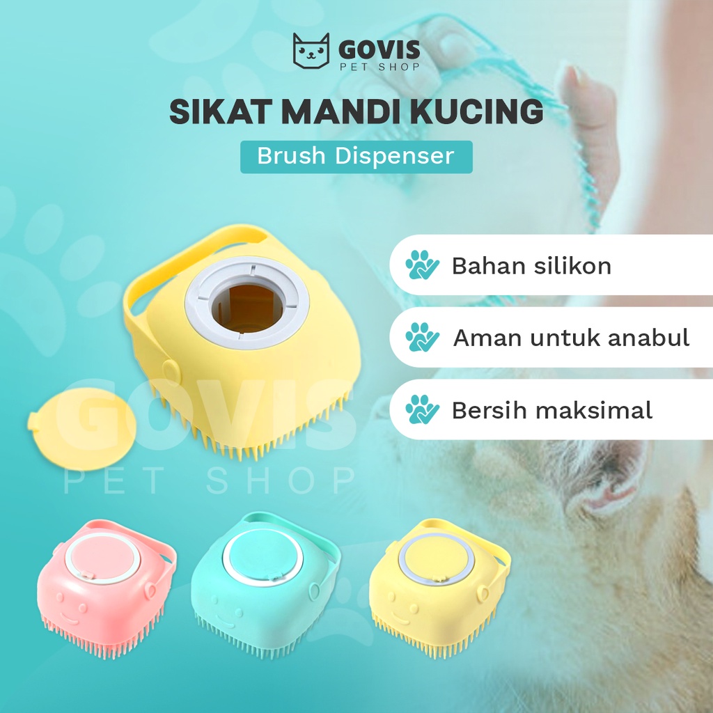 Sikat Mandi Kucing Alat Grooming Hewan Brush Dispenser