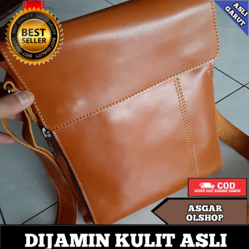 Tas pria tas kulit import tas pria kulit asli tas kulit garut sukaregang tas selempang pria tas slin