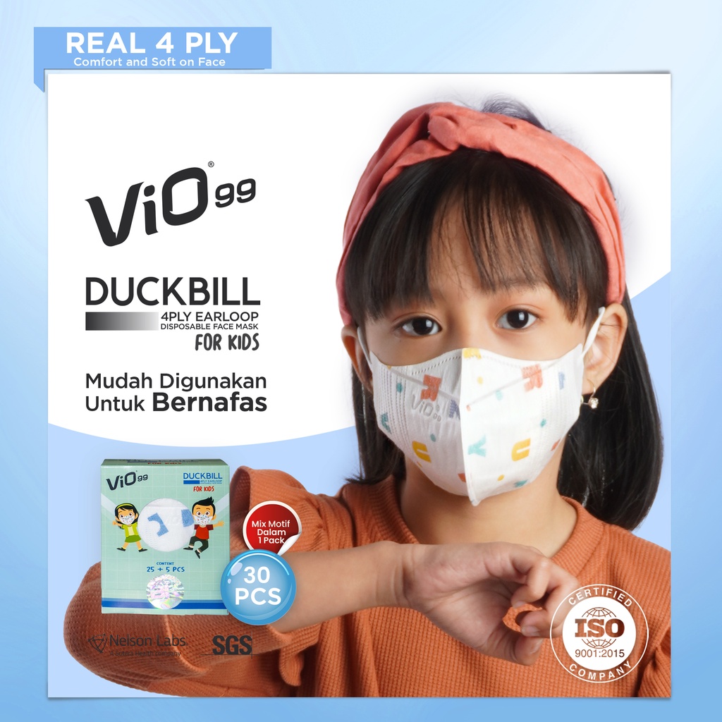 Vio - Duckbill '30S Mask 4Ply Earloop masker medis anak dengan filtrasi 99%