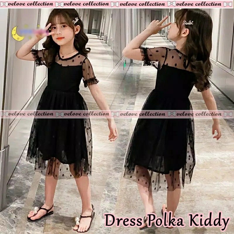 BIGSALE Dress anak perempuan bahan Tile Polka import /gaun anak cewek keren / Dress ulang tahun