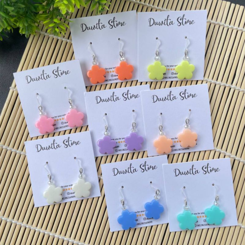 HANDMADE ANTING ANAK/DEWASA KAITAN PLASTIK MOTIF BUNGA PIPIH