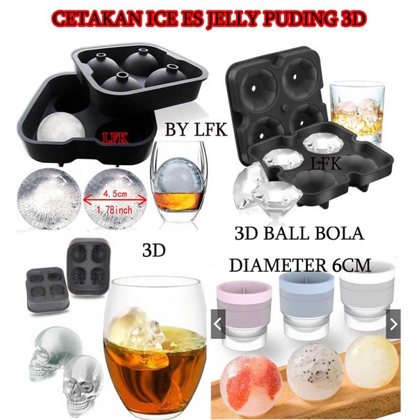 IMPORT CCS CP CETAKAN ES ICE COKLAT 3D BOLA DIAMOND 2X2 SPHERE ISTANA punding jelly Cetakan Es Batu 
