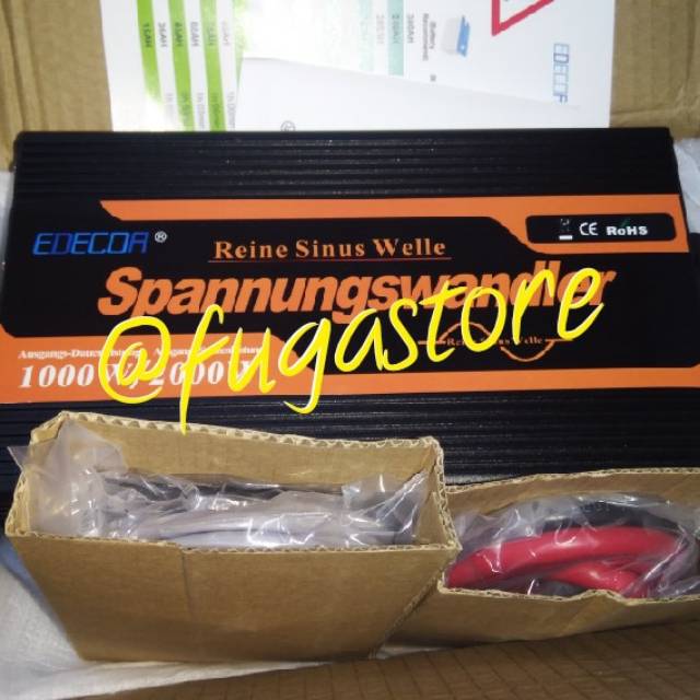 Inverter Pure Sine Wave DC 12 V untuk AC 220 V 1000 W Max 2000 W  Power High Quality Efisien Tinggi