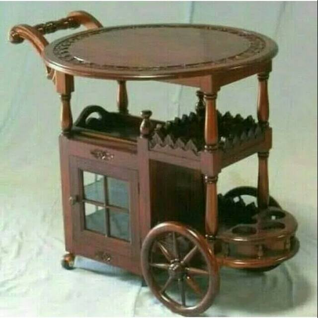 Meja Teh Kereta Dorong Troli Furniture jepara