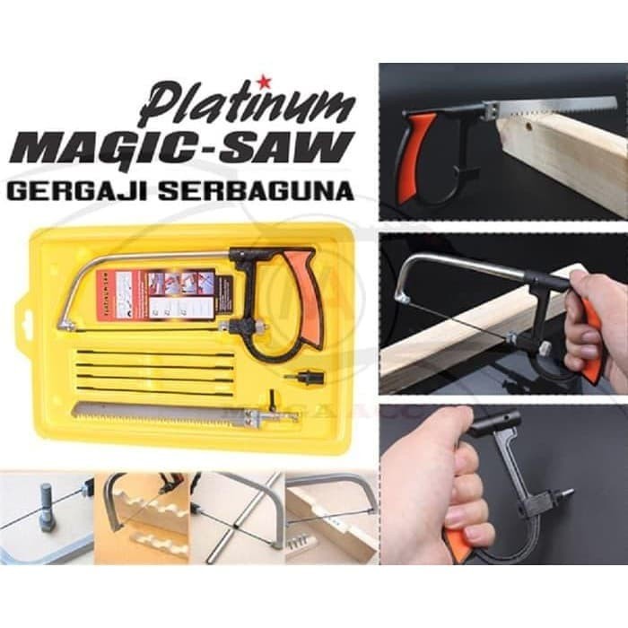 Magic Saw Gergaji Kayu Besi Pipa Multifungsi Set 3 Way Blade Serbaguna platinum alat pertukangan