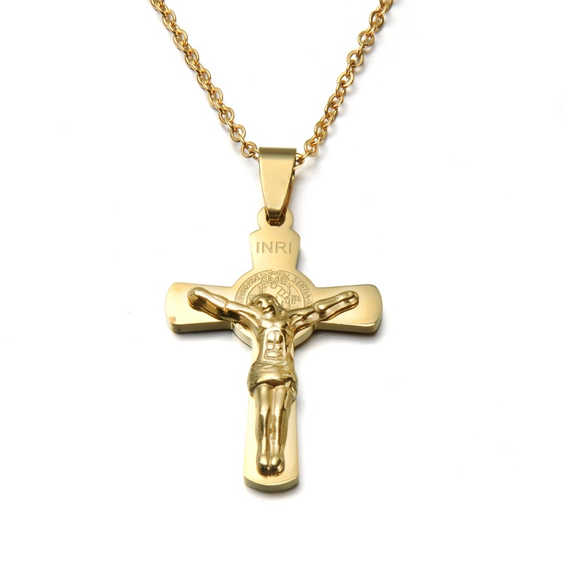 Kualitas Tinggi Stainless Steel Salib Yesus Kalung Liontin Non-memudar Hypoallergenic Best Wishes Gift N-22030