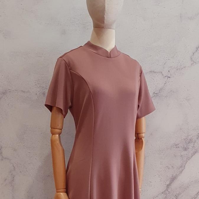 Promo Cheongsam Dress Polos Bahan Scuba - Jasmine