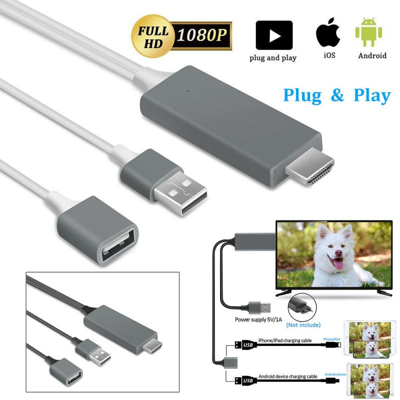 Kabel Adapter Konverter USB Tipe-C Ke HDMI MHL Untuk iPhone / iPad / Proyektor TV