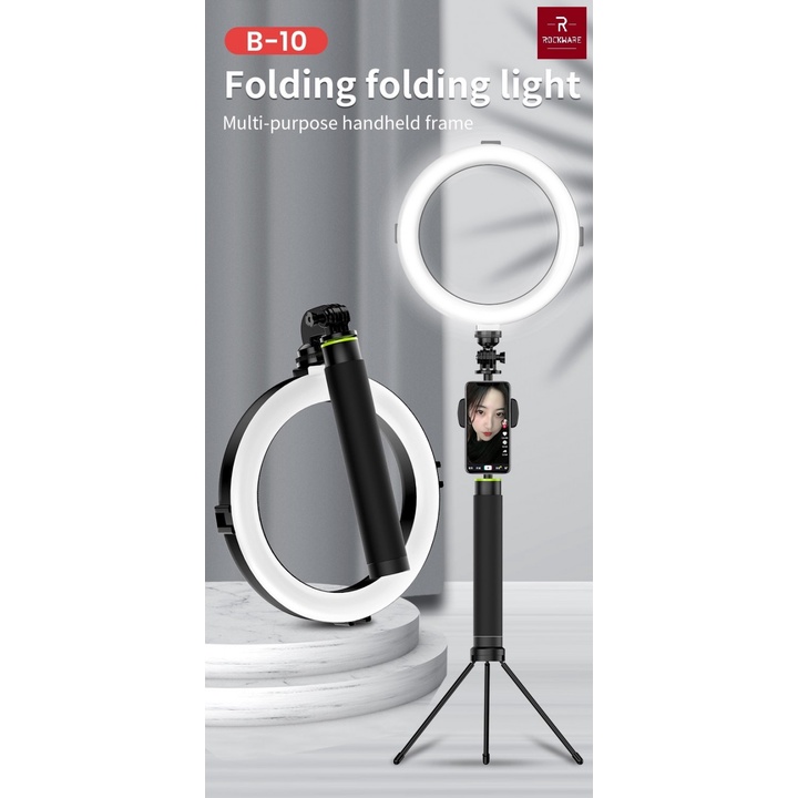 67 ROCKWARE B-10 - 8 inch Beauty Ring Fill Selfie Light with Tripod