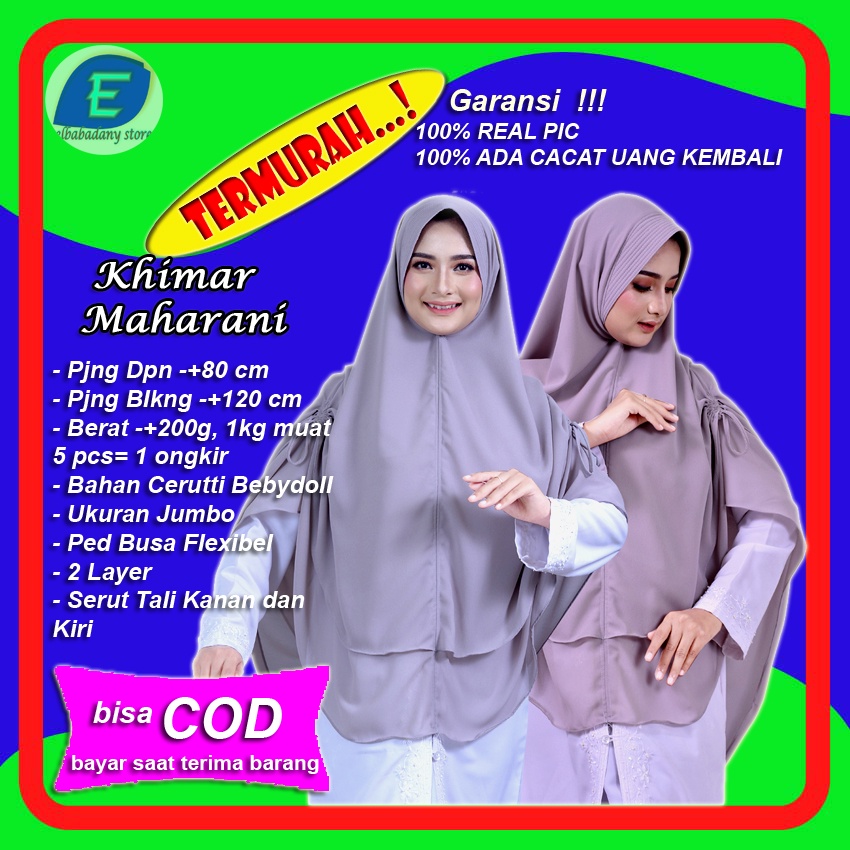 EKSKLUSIF  Hijab Jilbab Kerudung Khimar Instan Instant Ceruty Babydoll 2 Layar Syari Syar i Syar'i J