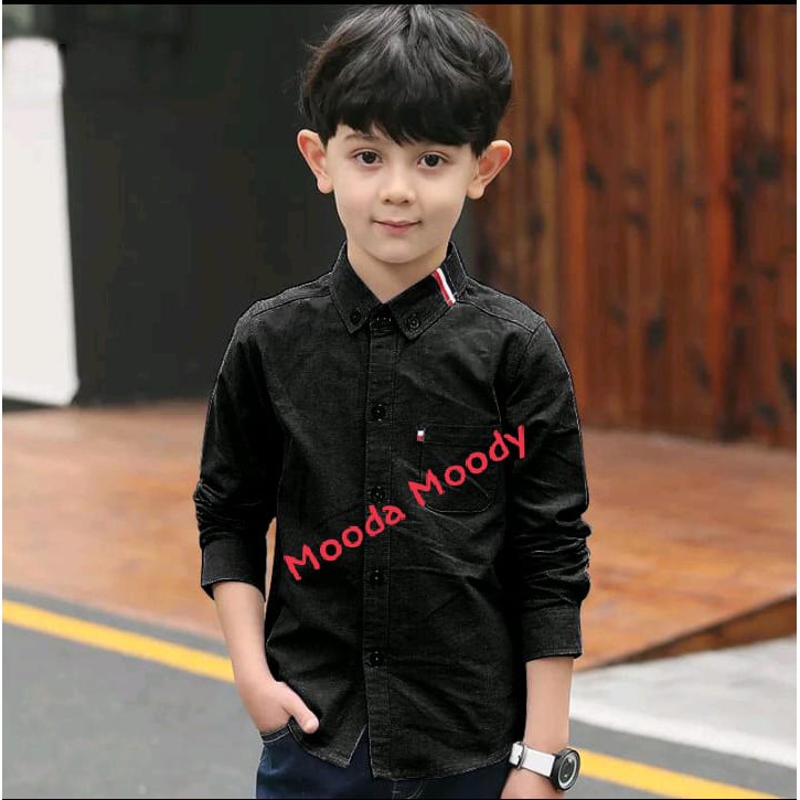 Mooda Moody - Kemeja Anak Laki Laki Lengan Panjang Hitam Kemeja Anak warna Hitam Kemeja Anak Laki La