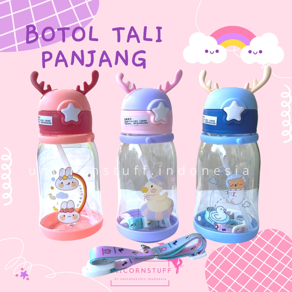 Botol Minum Anak Sekolah Unicorn Cewek Perempuan Kado Cewek Rusa Tali