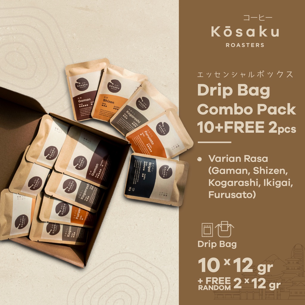 

Kosaku Drip Bag Coffee Combo Pack 10pcs+FREE 2pcs - Kopi Sachet