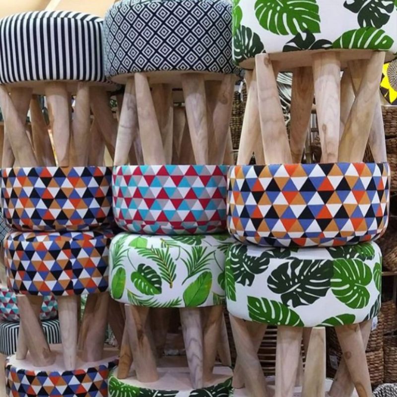 Kursi Stool Bundar Motif