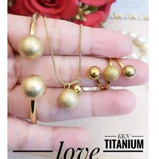 Titanium Set Perhiasan Titanium Boba Gold 118222
