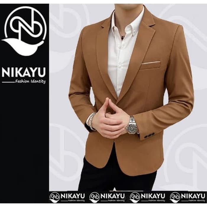 BLAZER KEREN COWOK MODRIC CHOCO - JAS PRIA SLIMFIT KOREA STYLE PESTA KERJA KANTOR EDISI TERBARU