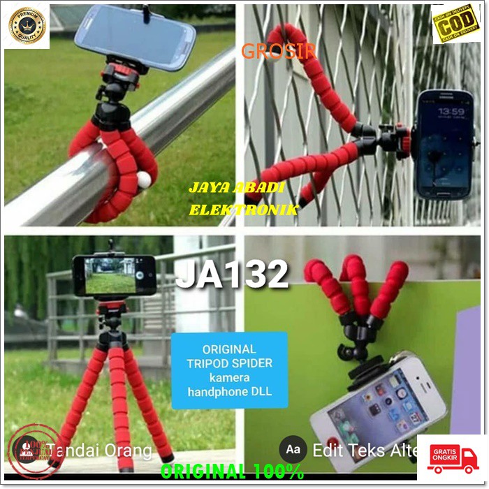 J132 TRIPOD MINI LIPAT HOLDER U SPIDER KAKI TIGA MONOPOD PEGANGAN HP KAMERA CAMERA PENYANGGA DUDUKAN POD MOBILE ORIGINAL TRIPOD SPIDER MINI HOLDER U LIPAT KAKI GORILA MONOPOD PEGANGAN HP HANDPHONE KAMERA UNIVERSAL KOKOH STABIL LEBAR MAX 9 CM