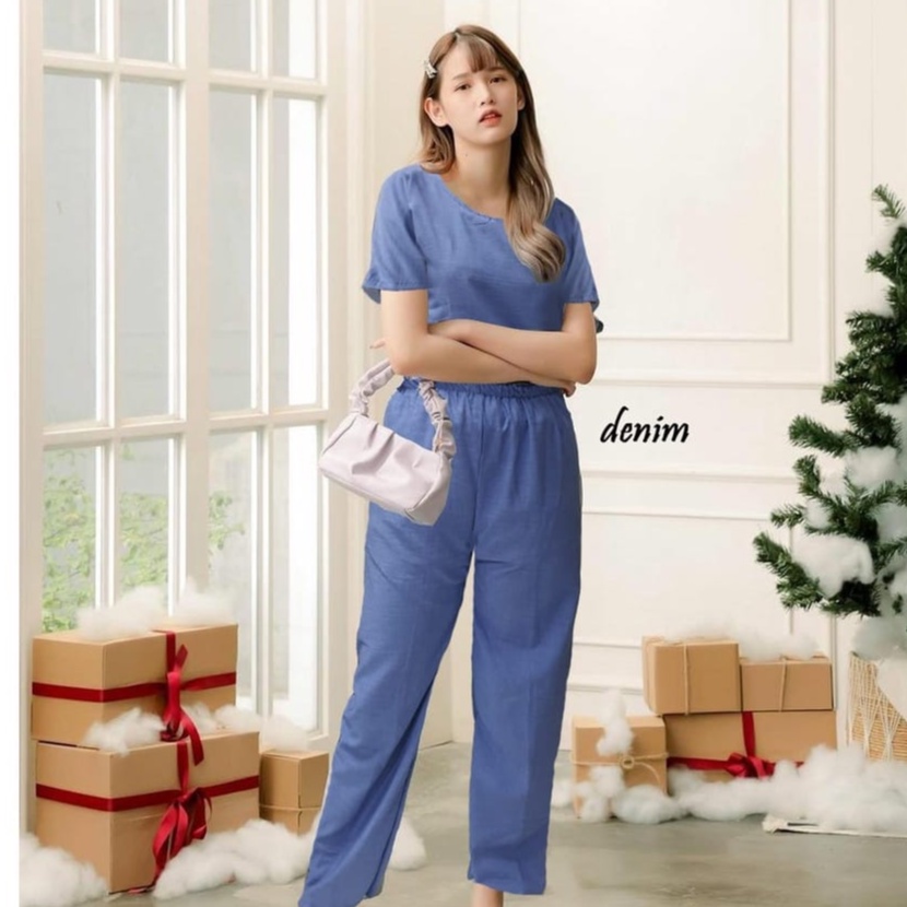 DAILY SET KEMEJA POLOS - HOMEY SET- PAJAMA SETELAN Tangan Pendek