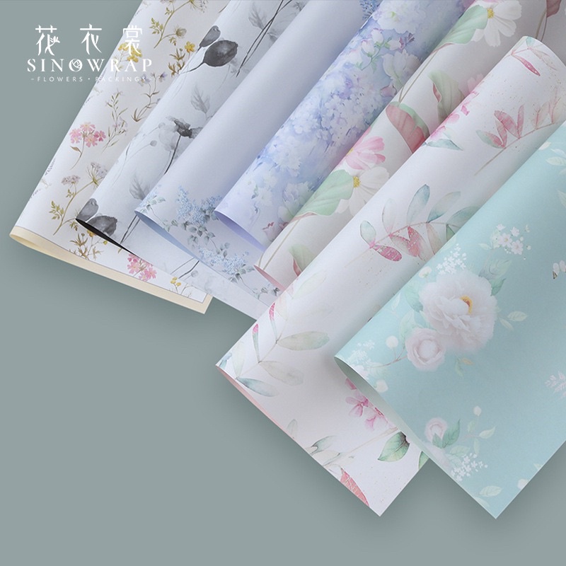 

(10Lembar) Kertas Bunga Buket Print / Spring Floral Print Wrapping Paper Cellophane Kraft Kado