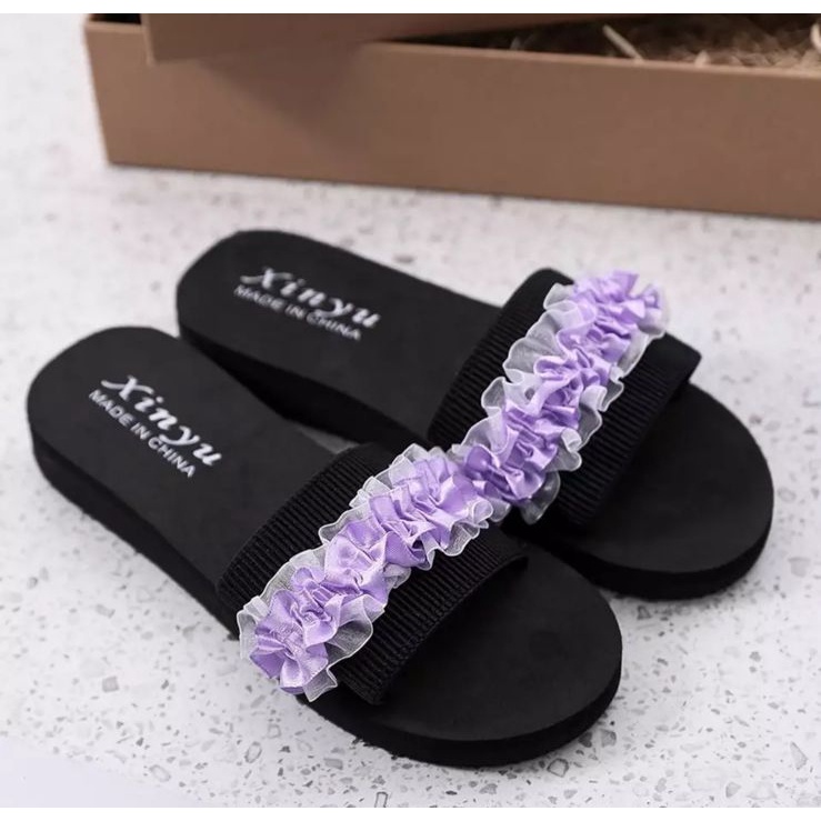 SANDAL WANITA WEDGES SPON SELOP BUNGA TERBARU