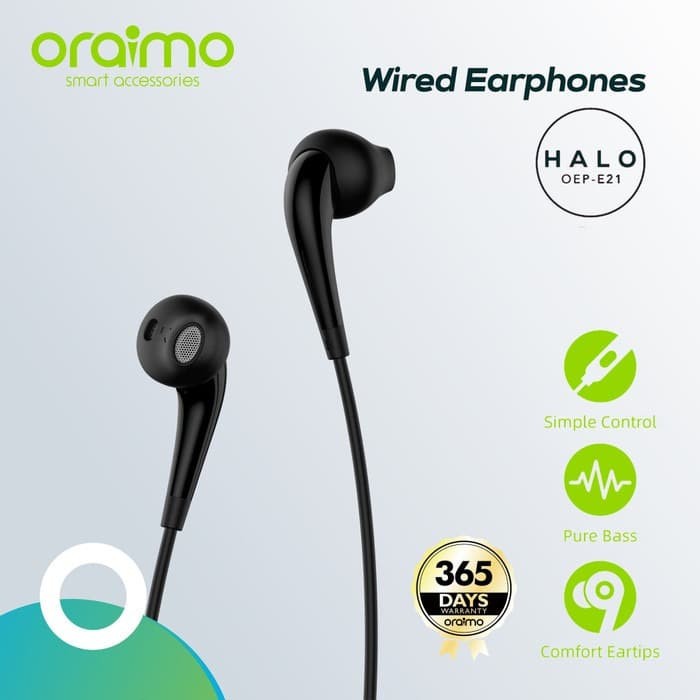 Headset Handsfree Oraimo OEP-E21 Headset Oraimo  Sound With Mic Stereo-Hitam