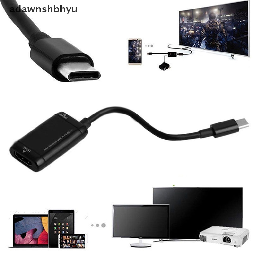 Adawnshbhyu USB-C Tipe C Ke HDMI Adapter USB 3.1 Kabel Untuk MHL Hp Android Tablet Hitam