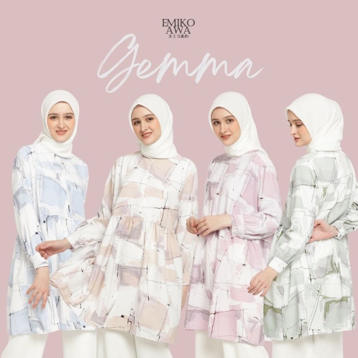 Tunik Wanita Terbaru Terlaris Bordir Muslim Adem Katun V5P2 Pendek Kotak Casual Pesta Modern Bunga B
