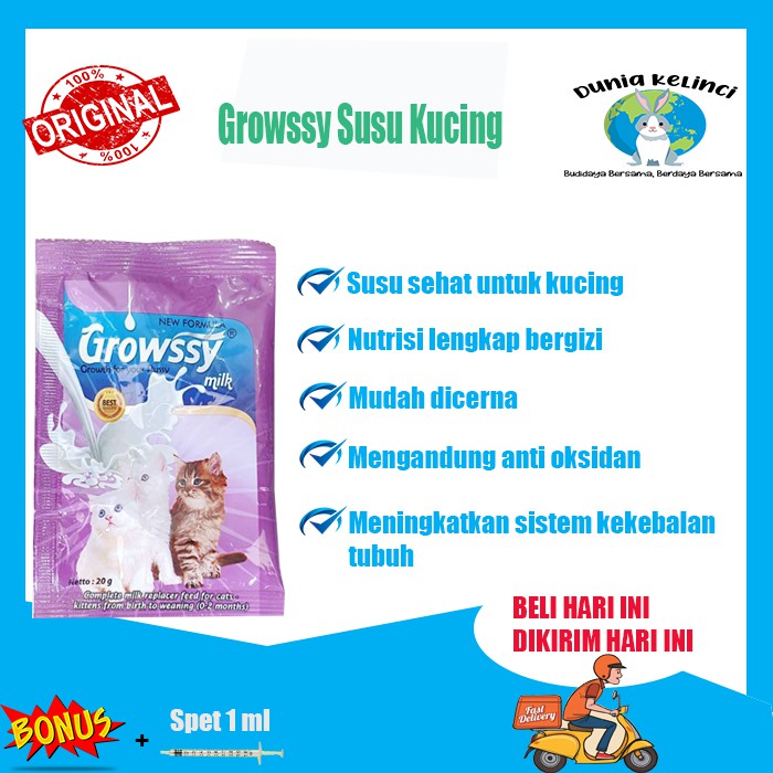 SUSU ANAK KUCING GROWSSY 20 GR GROWSY KITTEN MILK CAT SASET