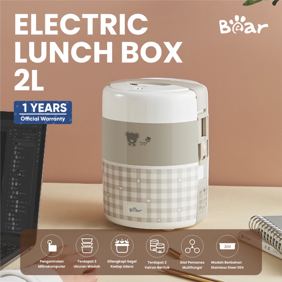 Bear Electric Lunch Box 2L | Kotak Bekal Elektrik | Pemanas Makanan