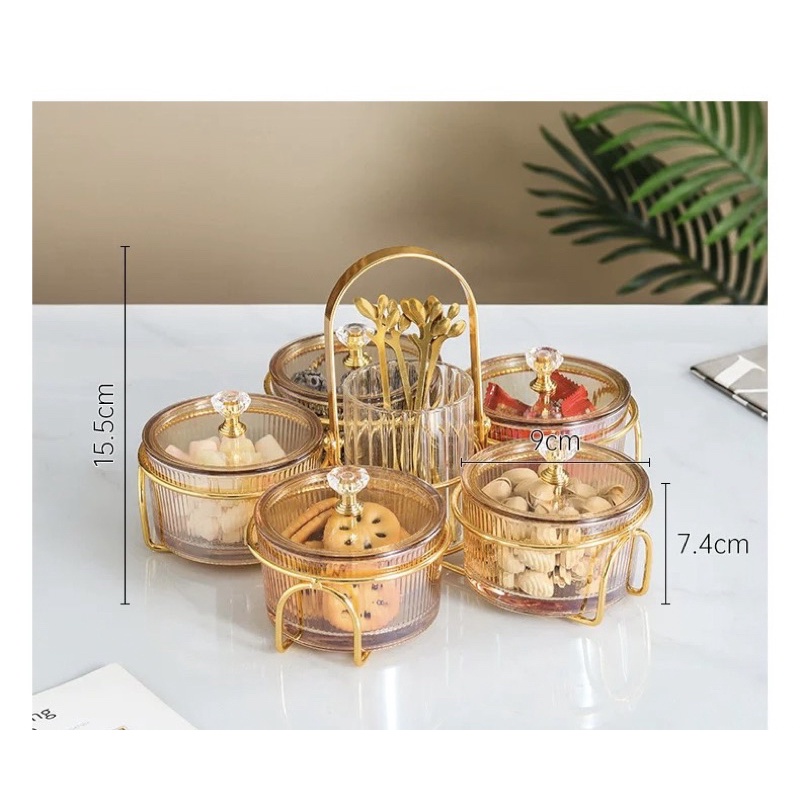 TEMPAT SNACK SET / TEMPAT CEMILAN ISI 5 + TEMPAT GARPU + 5 GARPU