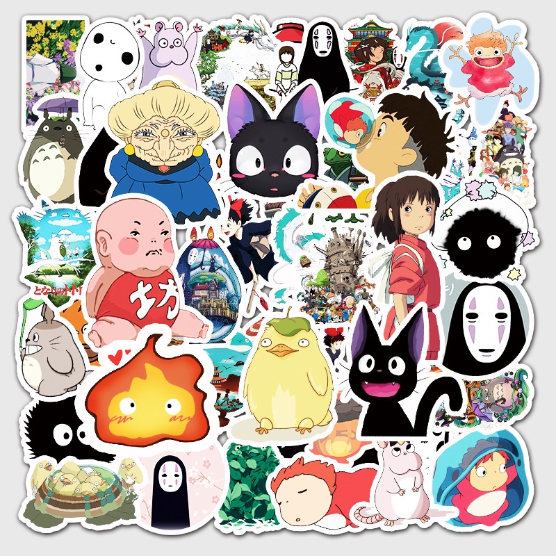 Hayao Miyazaki Zhang animasi Spirited Away Totoro kartun graffiti stiker laptop mobil dekorasi stike