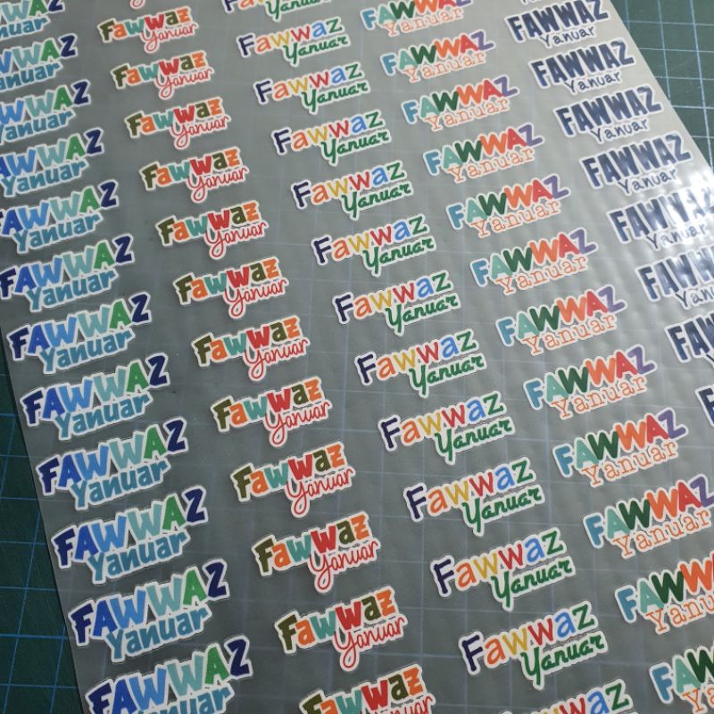 

Stiker nama baju / stiker label waterproof / stiker nama custom (desain random, preview stlh CO)