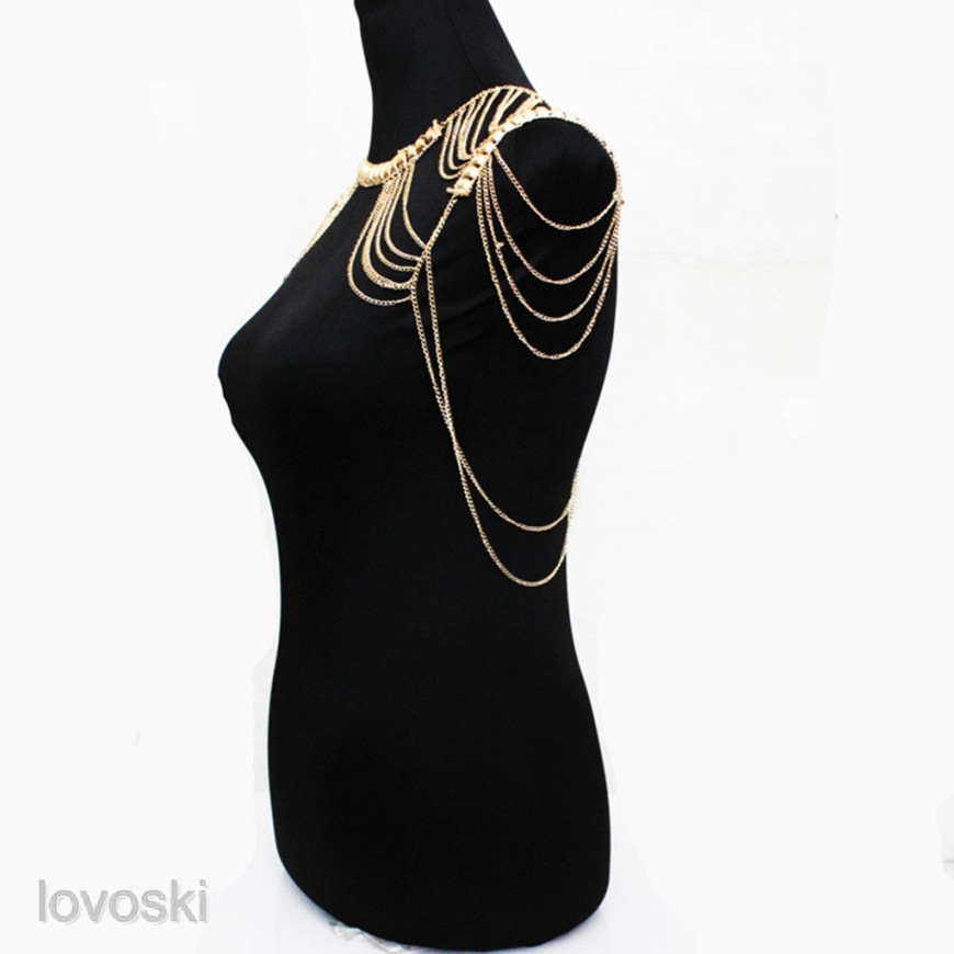 Draping Multi Layers Gold Chain Shoulder Body Jewelry Armor