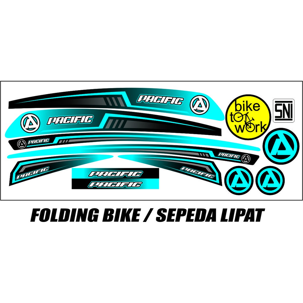SEPEDA LIPAT FOLDING BIKE VARIASI STICKER STRIPING PACIFIC STIKER STRIPING