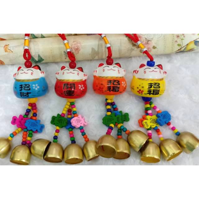 Gantungan lonceng angin kucing keberuntungan / luckycat lonceng / fung ling /hiasan / manekineko