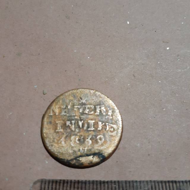 b 1 keping koin nederl indie 1839 w 2 cent