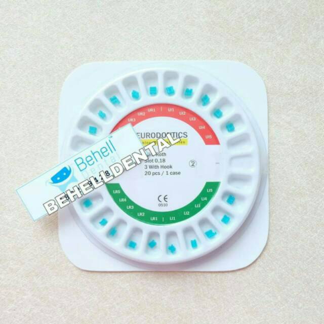 [ORIGINAL] BRACKET BEHEL GIGI PERMANEN CERAMIC EURODONTIC USA BIRU Mini Roth 0.18 Hook With 3 // Kawat Gigi Ortho Perawatan KERAMIK TRANSPARAN TRANSFARAN CLEAR DENTAL // Eurodontics Euro Original